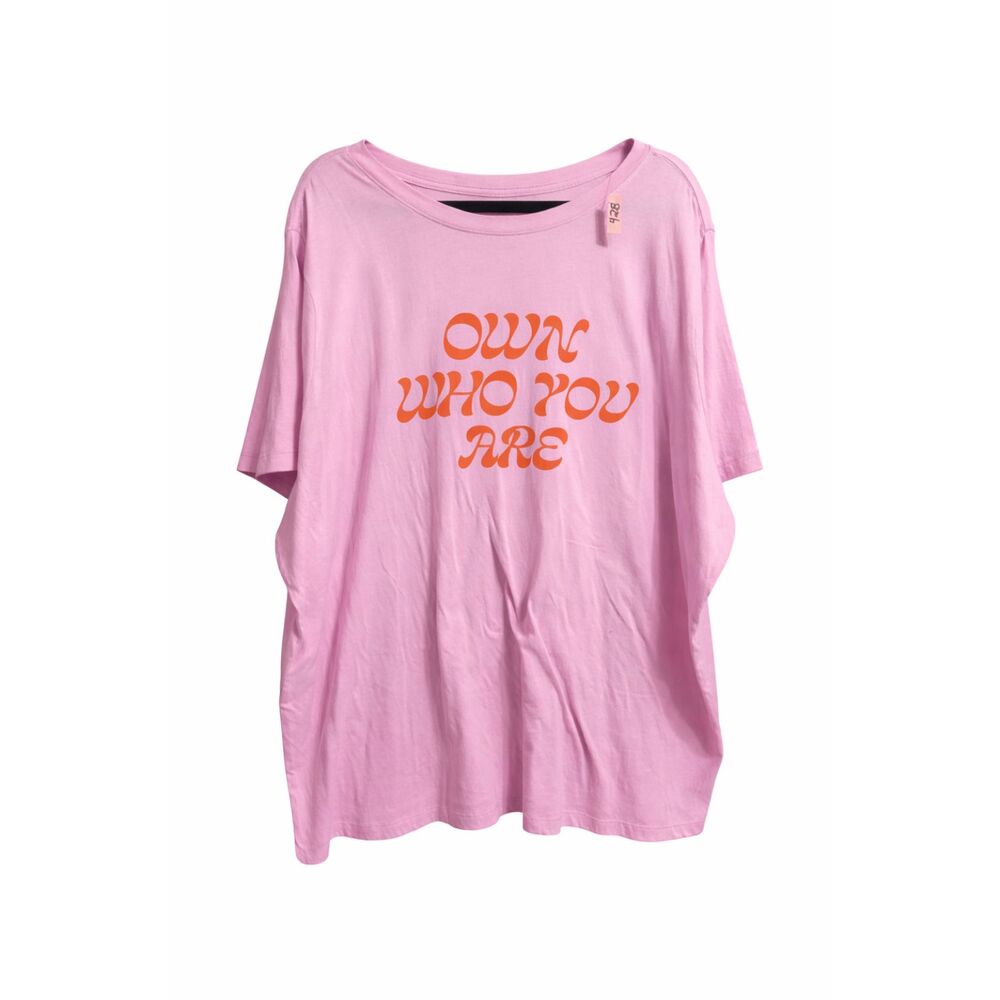 Pink Graphic T-Shirt “Own Who You Are” Oversized Affirmation Tee 3X